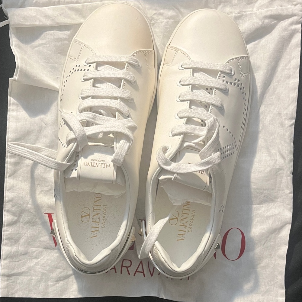 Valentino Ivory Lace-Up Sneakers
